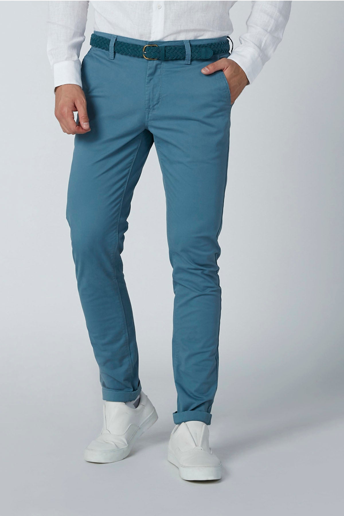 Full Length Plain Chinos with Pocket Detail and Belt Loops