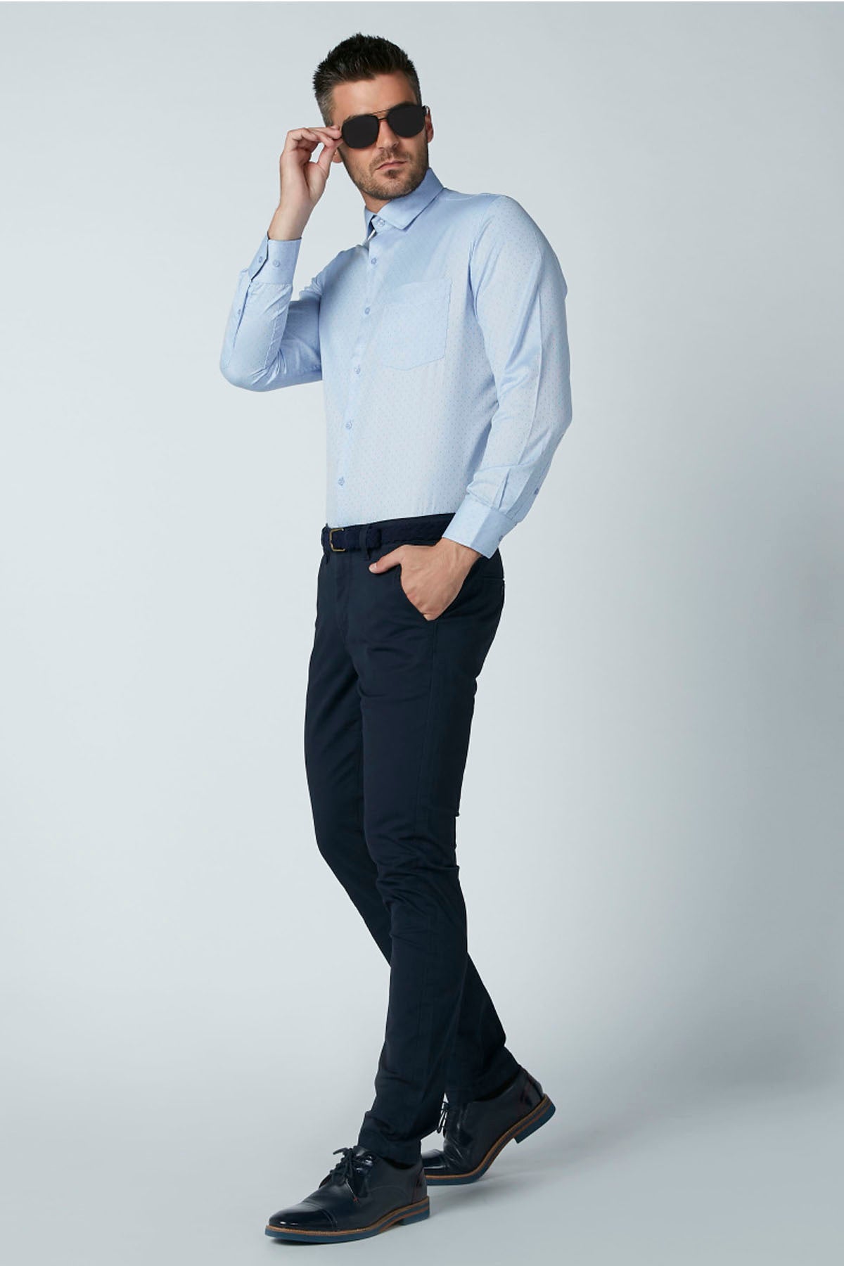 Full Length Plain Chinos with Pocket Detail and Belt Loops