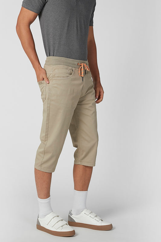 Slim Fit Plain Mid Waist Shorts with Pocket Detail
