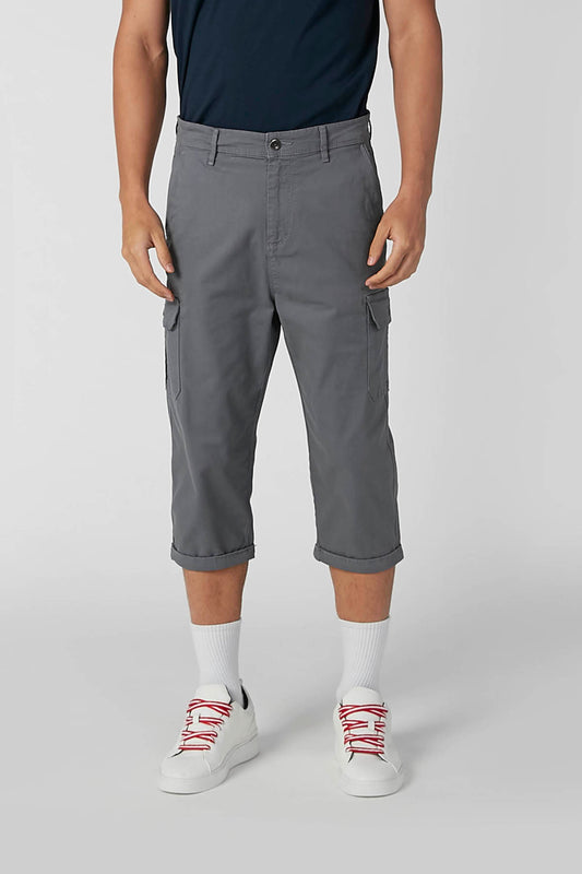 Slim Fit Plain Mid Waist 3/4 Pants with Pocket Detail