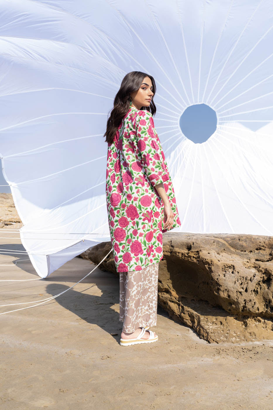 2 Pc Printed Raw Silk Outfit