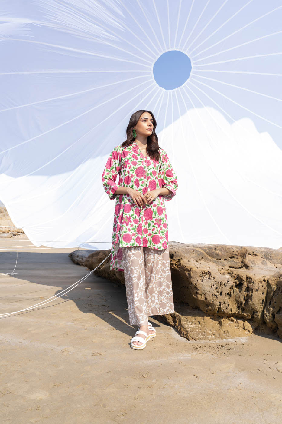 2 Pc Printed Raw Silk Outfit