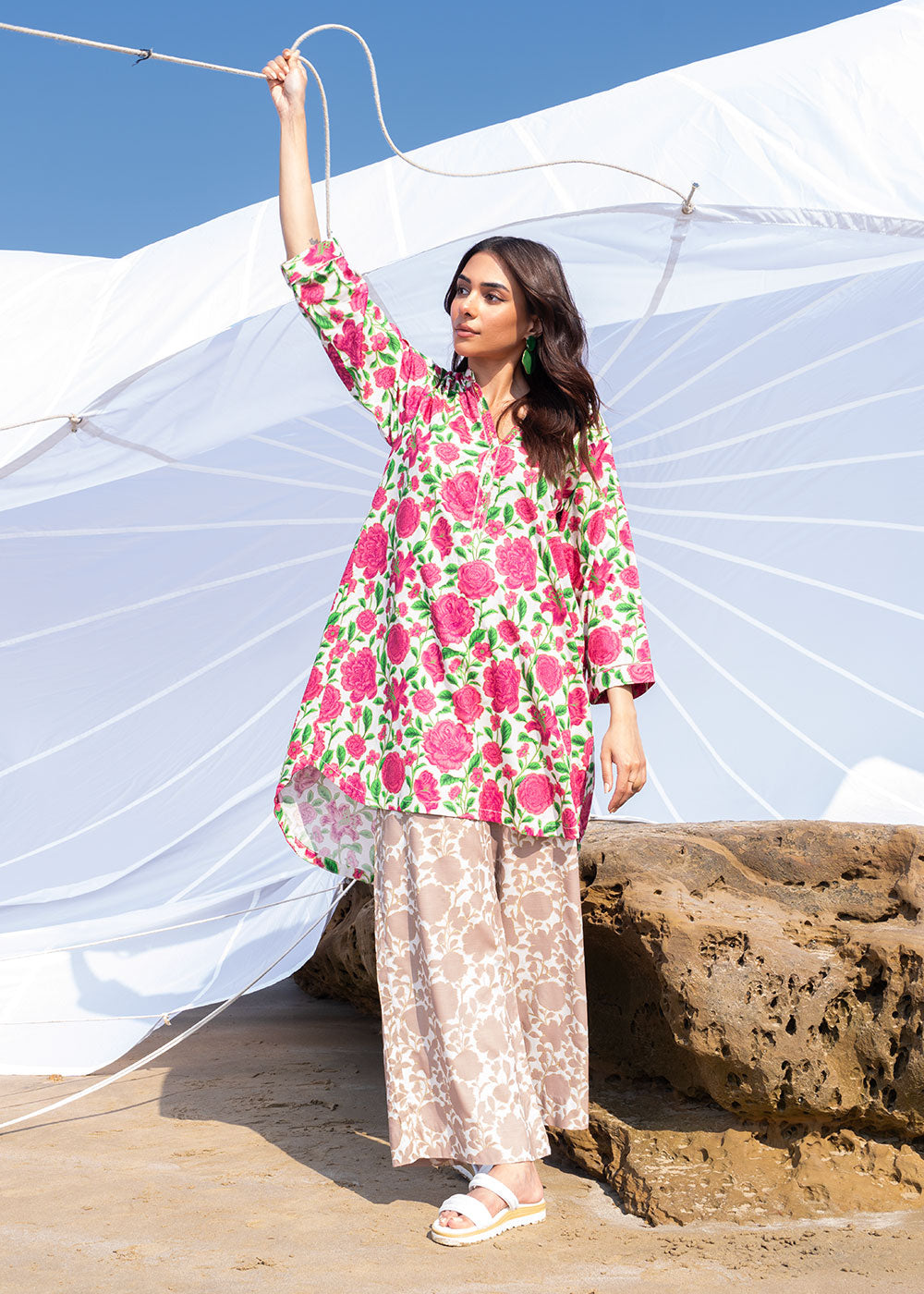 2 Pc Printed Raw Silk Outfit
