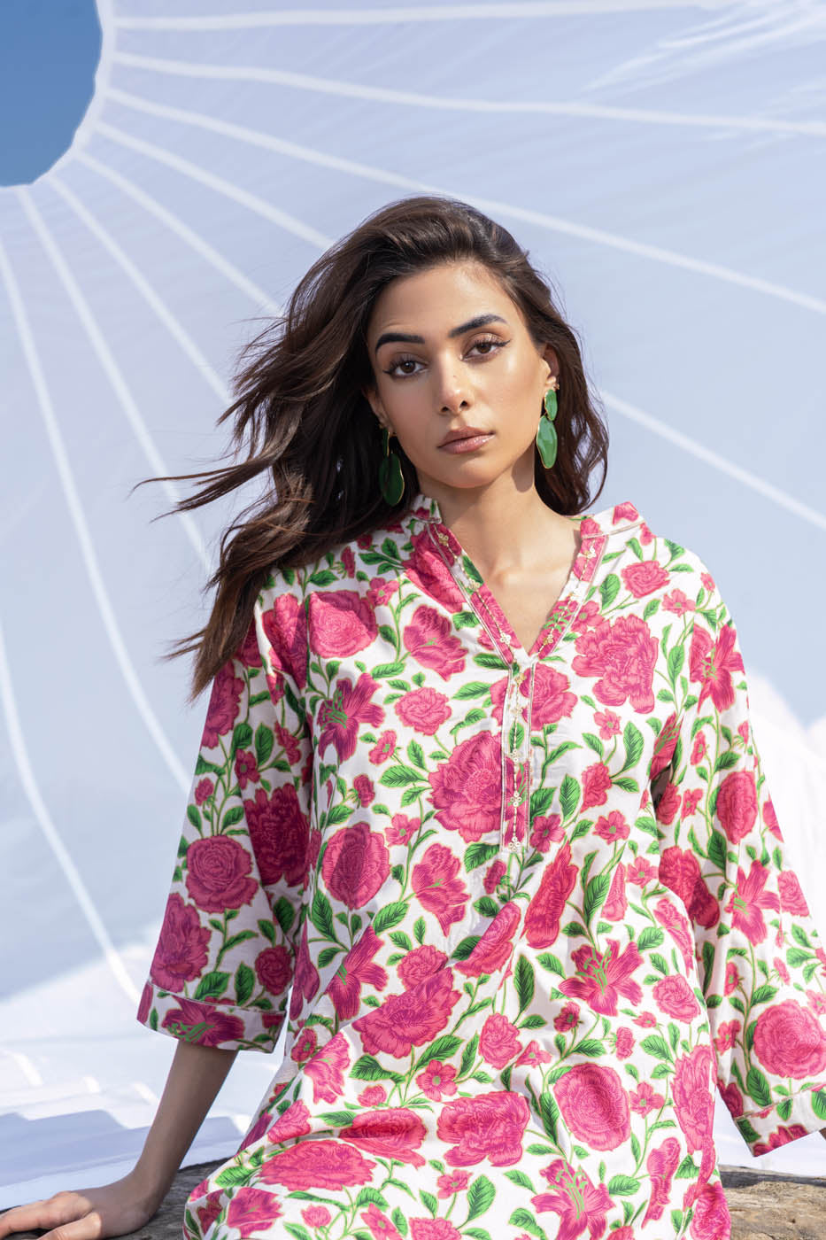 2 Pc Printed Raw Silk Outfit