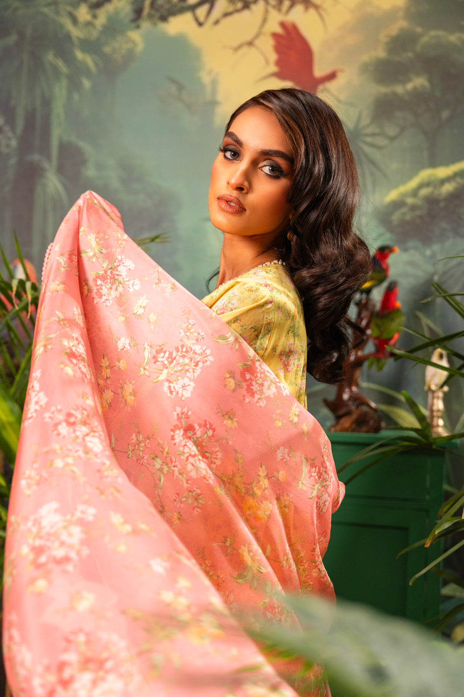 3 Pc Embroidered Lawn Suit With Tissue Silk Dupatta