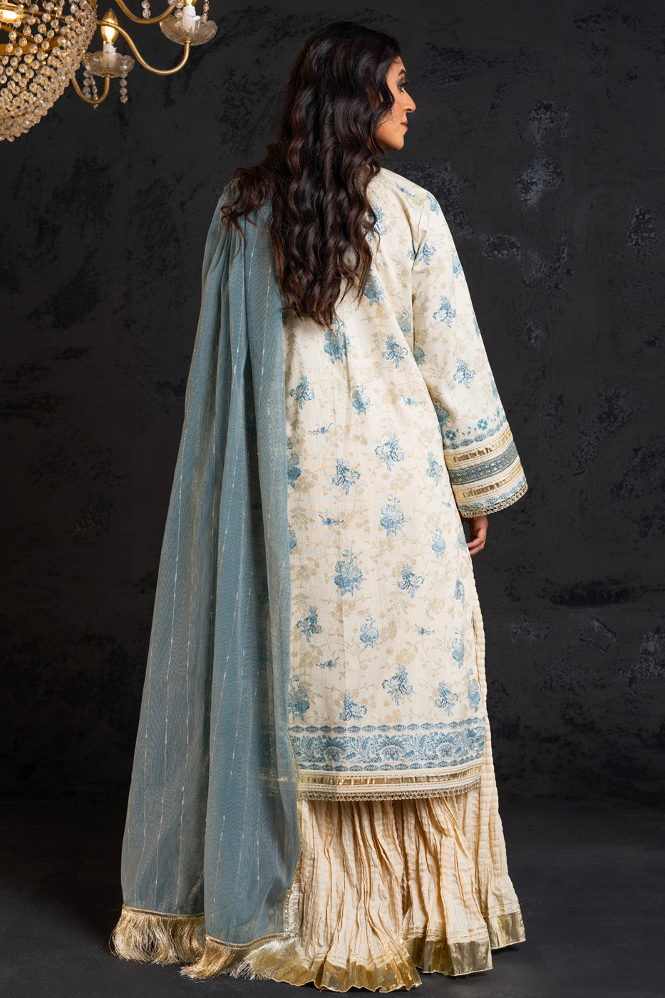 3 Pc Embroidered Dobby Lawn Suit With Doriya Dupatta