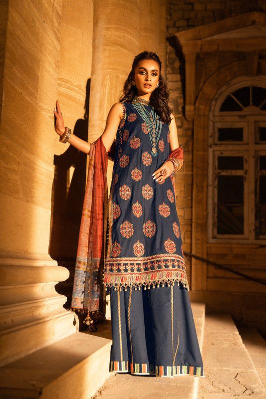 3 Pc Embroidered Dobby Lawn Suit With Fancy Dupatta