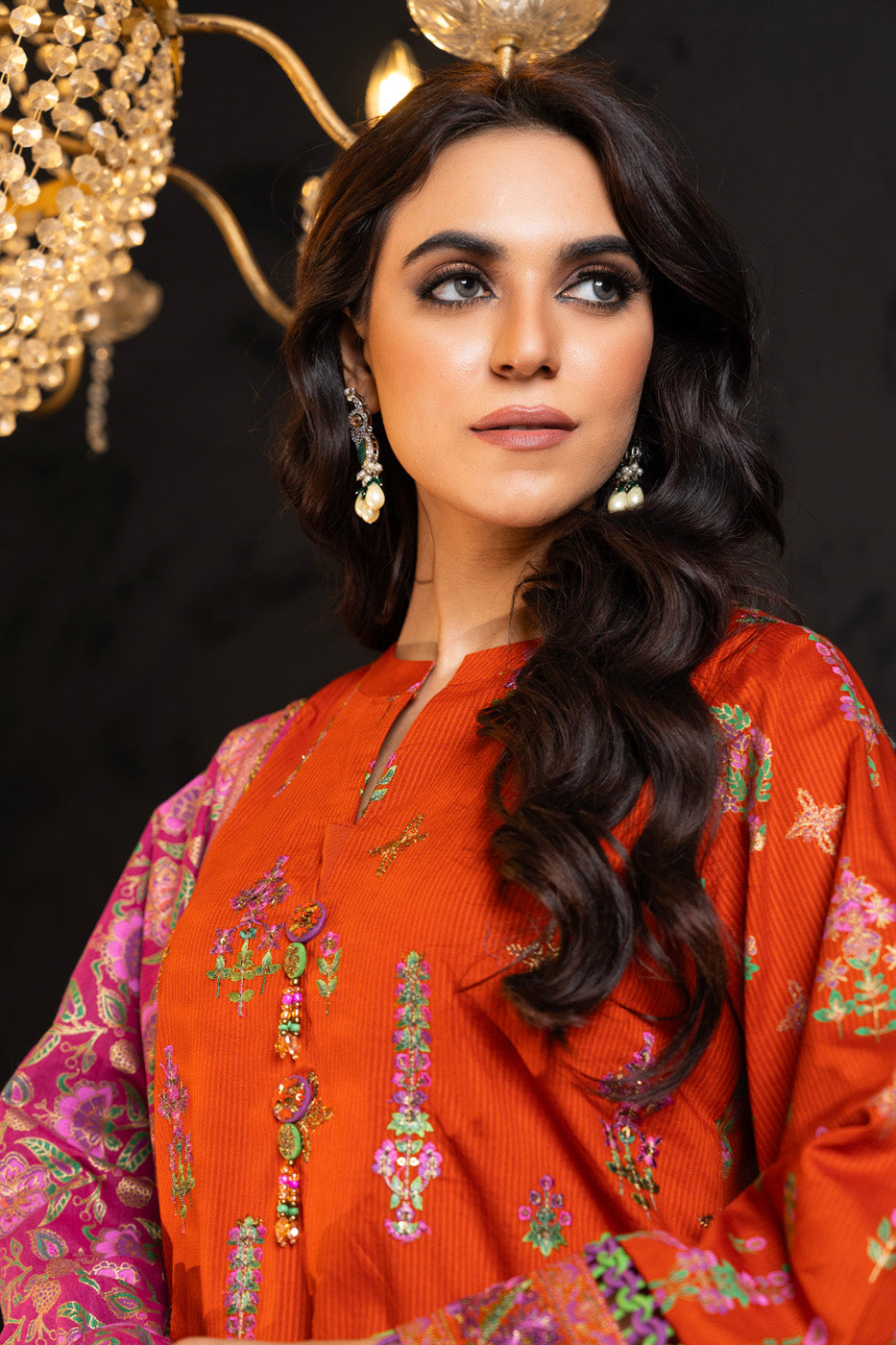 3 Pc Embroidered Dobby Lawn Suit With Cotton Silk Dupatta