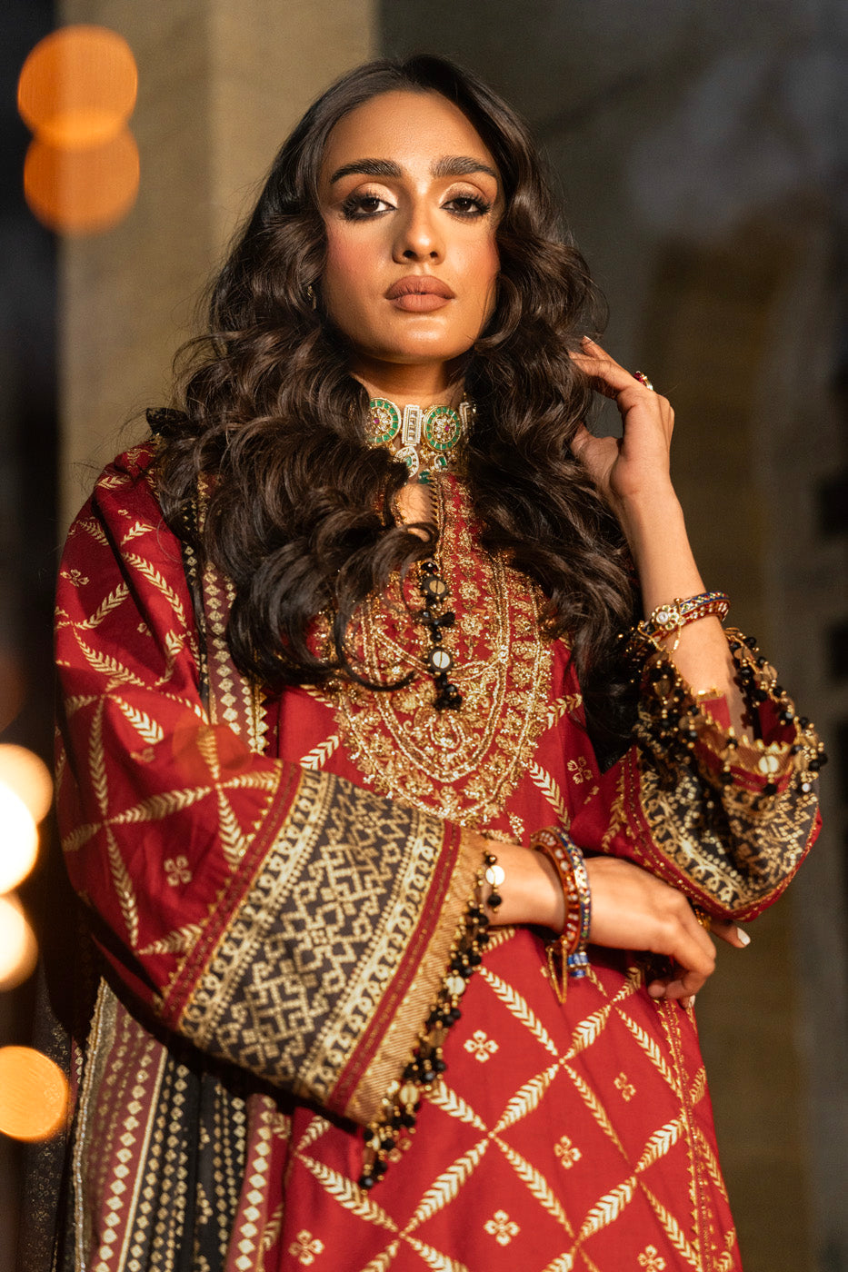3 Pc Embroidered Cambric Suit With Cotton Silk Dupatta