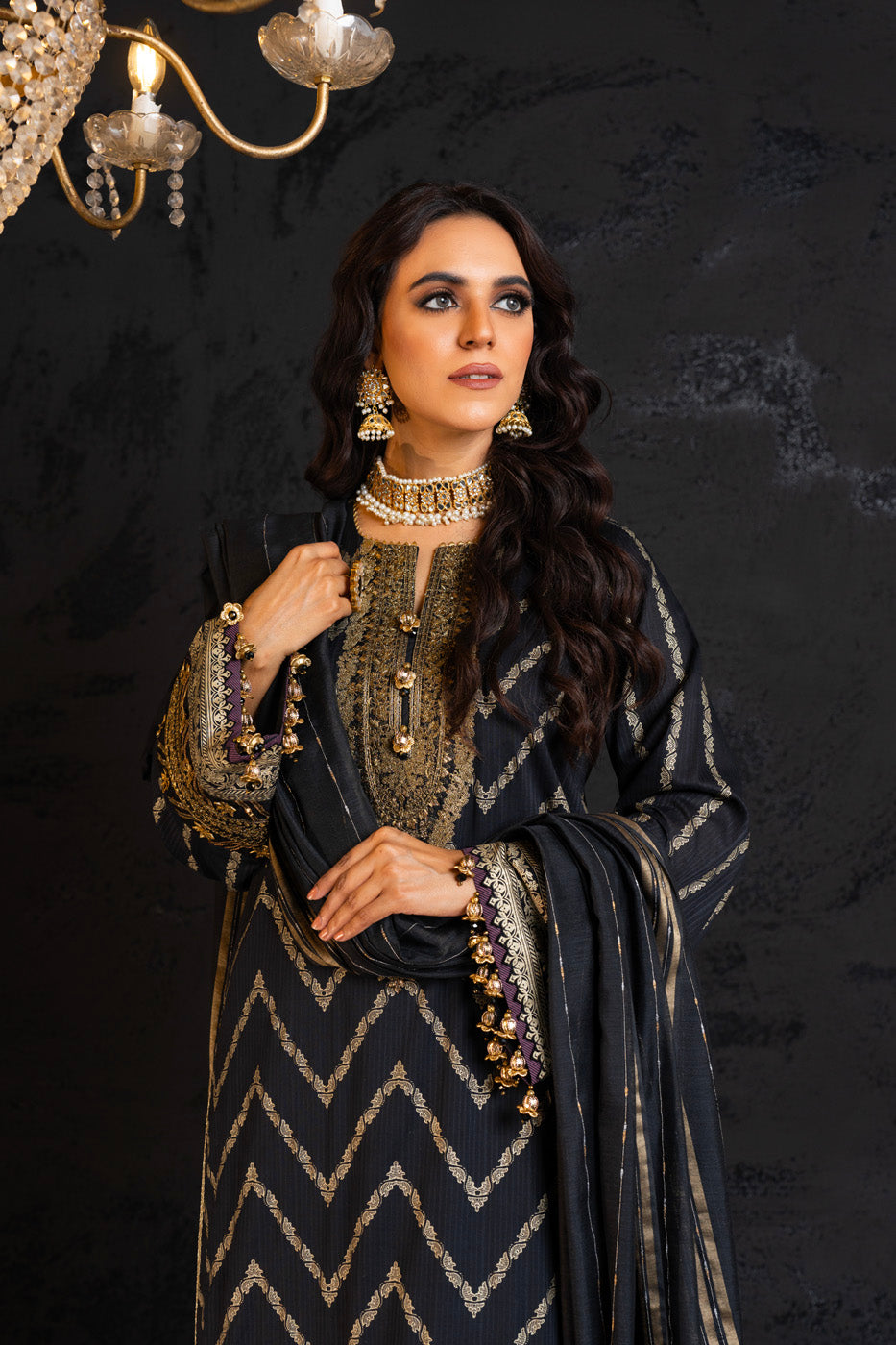 3 Pc Embroidered Dobby Lawn Suit With Doriya Dupatta
