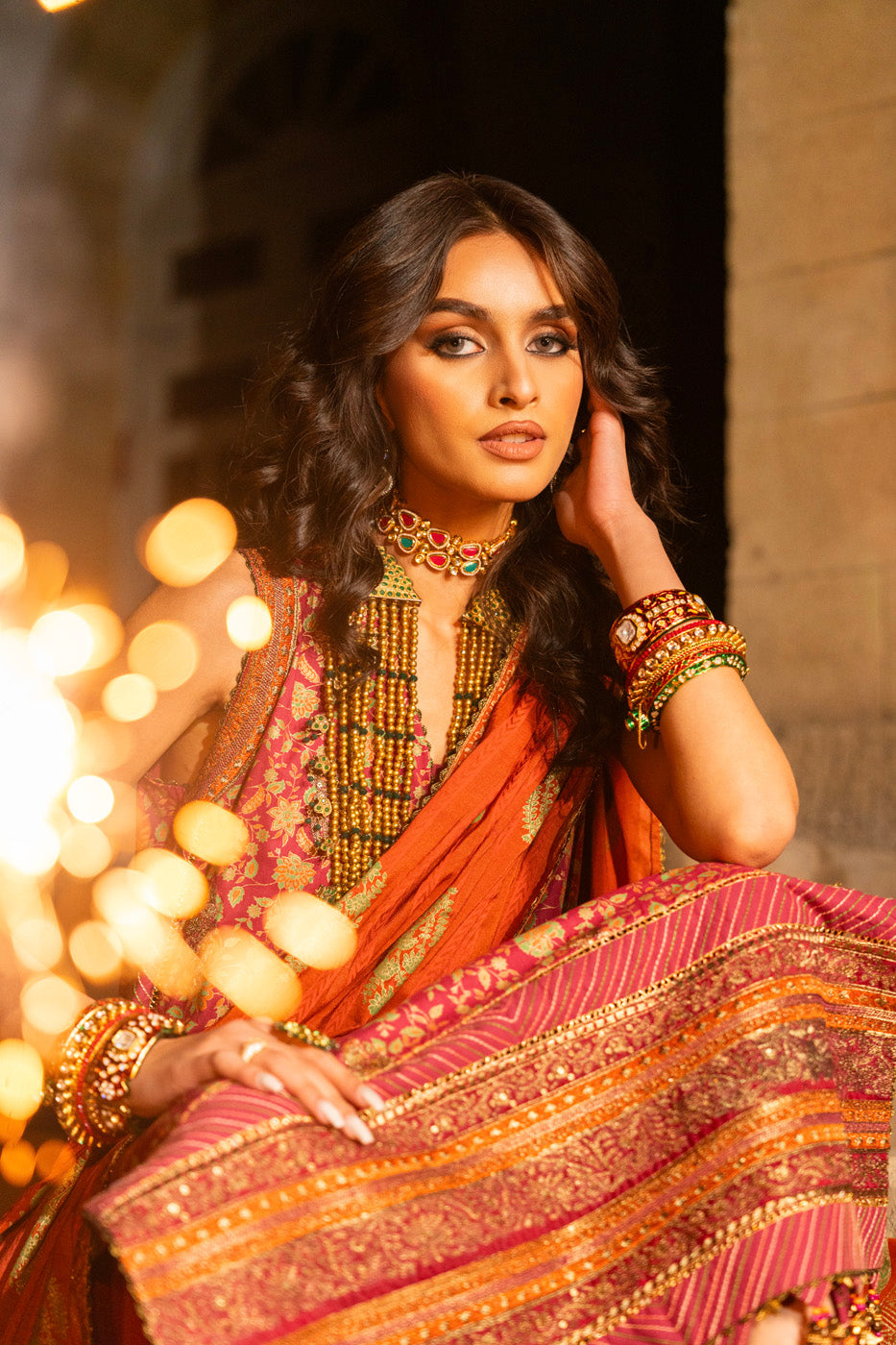 3 Pc Embroidered Cambric Suit With Cotton Silk Dupatta
