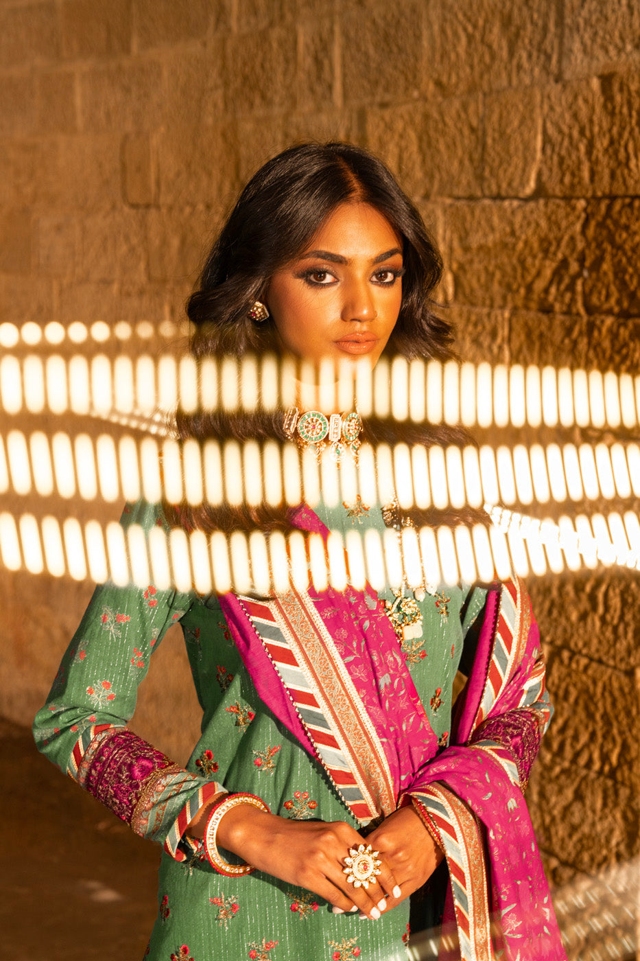 3 Pc Embroidered Zari Lawn Suit With Cotton Silk Dupatta