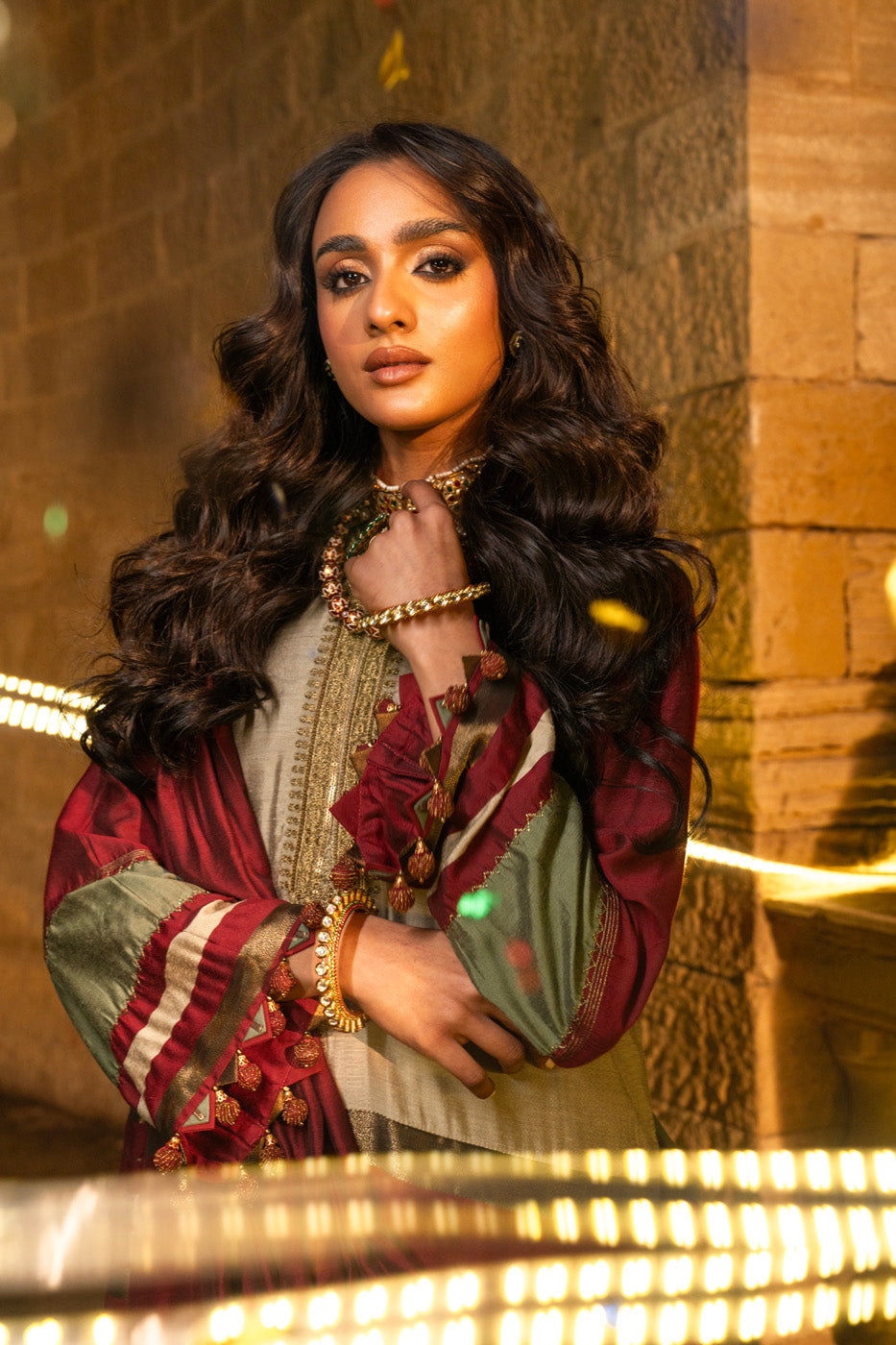 2 Pc Embroidered Yarn Dyed Suit With Yarn Dyed Dupatta