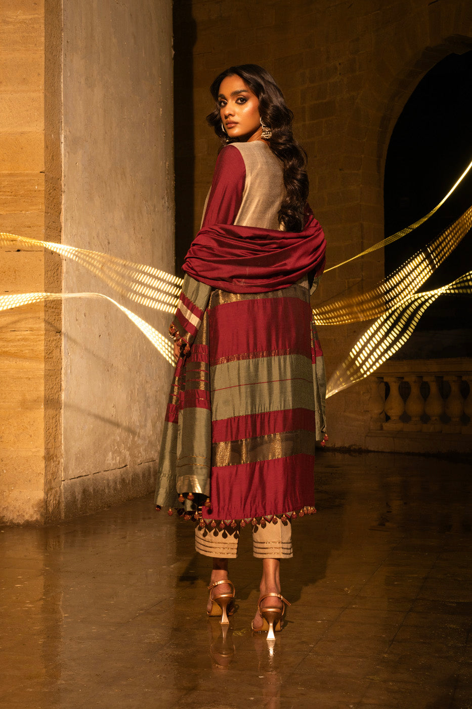 2 Pc Embroidered Yarn Dyed Suit With Yarn Dyed Dupatta