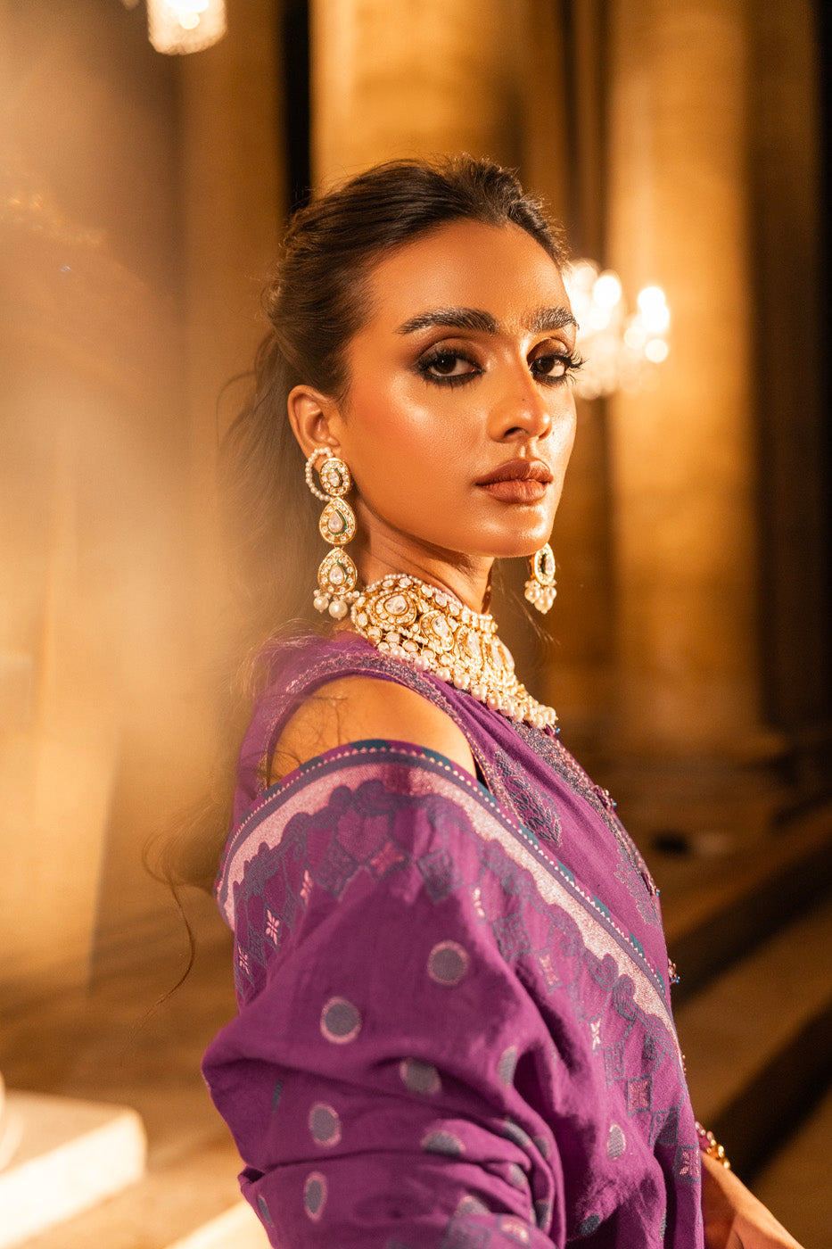 3 Pc Embroidered Jacquard Suit With Jacquard Dupatta