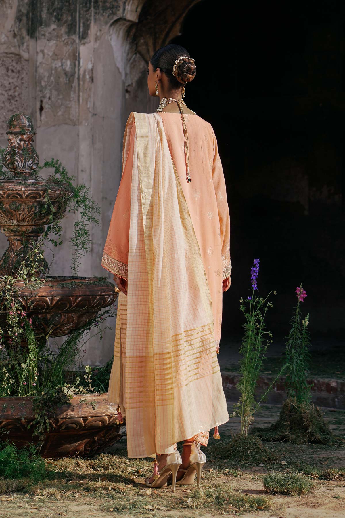 3 Pc Embroidered Jacquard Suit With Yarn Dyed Dupatta