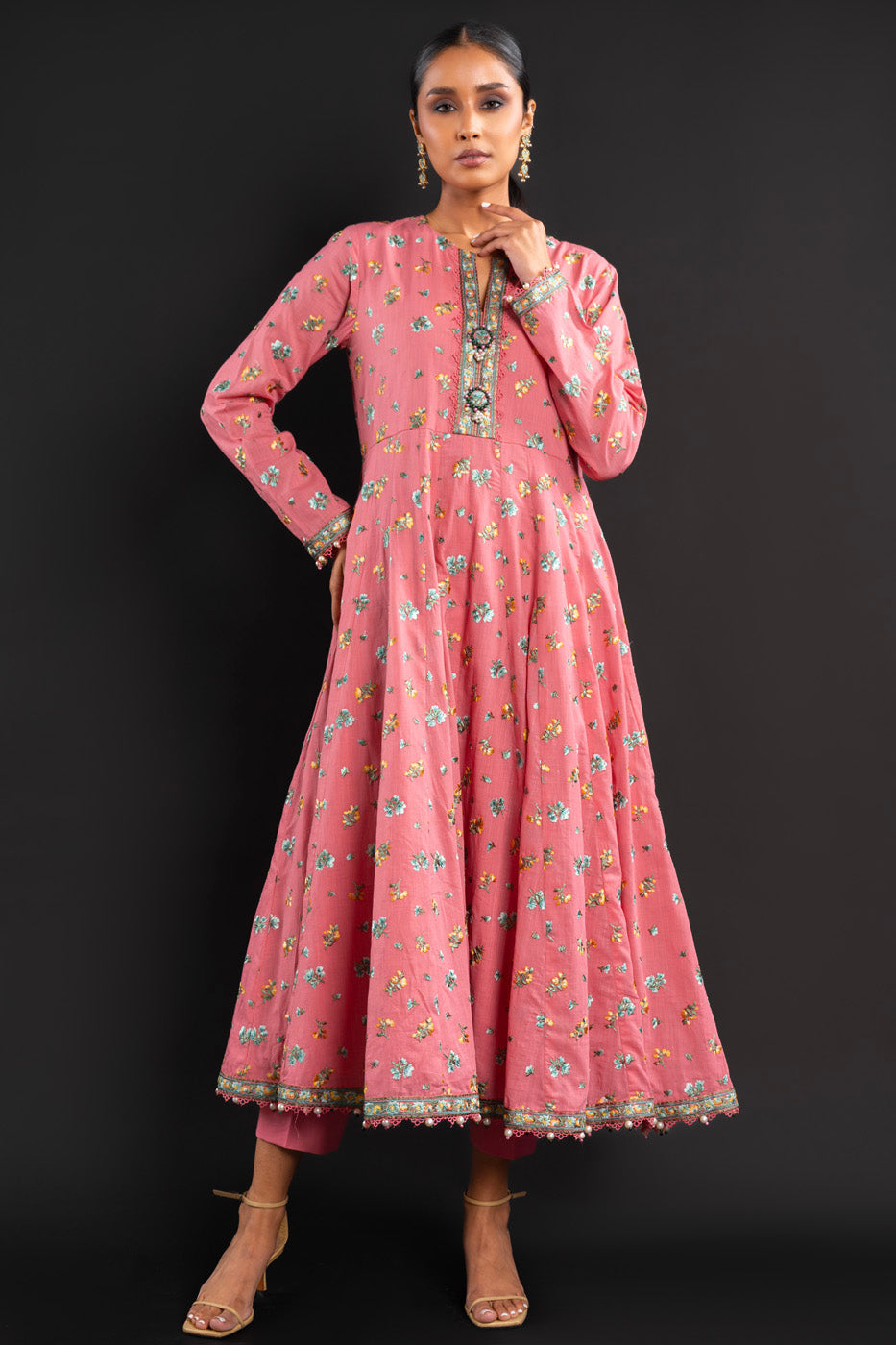 Embroidered Two Way Slub Fabric