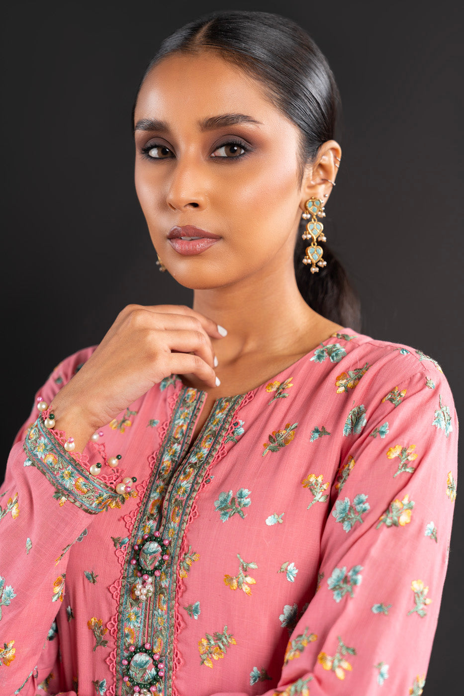 Embroidered Two Way Slub Fabric