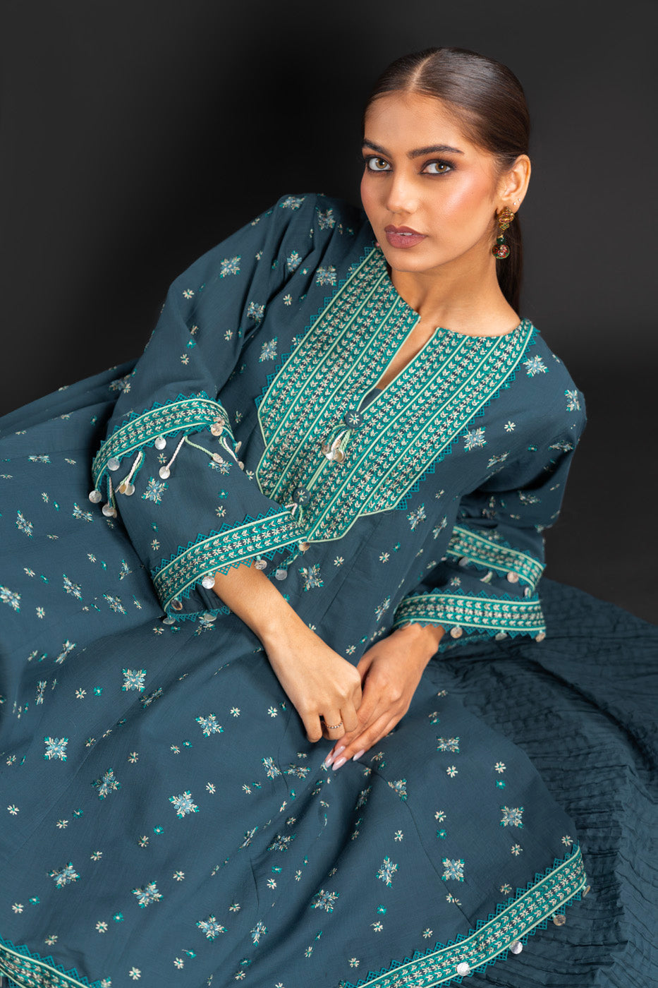 Embroidered Two Way Slub Fabric