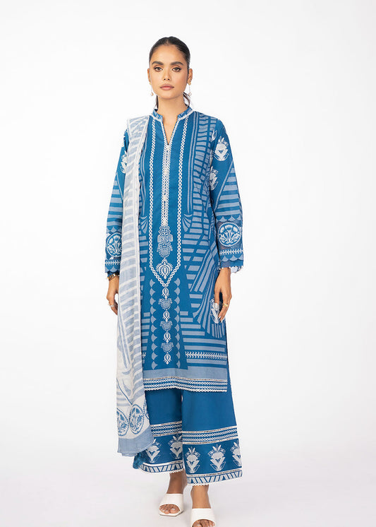 3 Pc Printed Twill Viscose Suit With Twill Viscose Dupatta