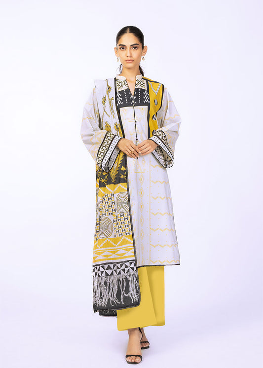 3 Pc Printed Twill Viscose Suit With Twill Viscose Dupatta