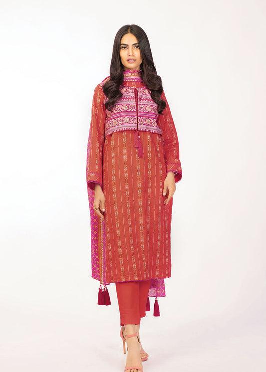 3 Pc Printed Twill Viscose Suit With Twill Viscose Dupatta