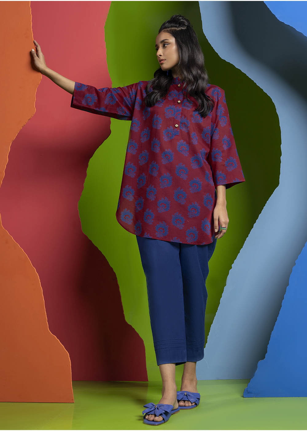 Printed Embroidered Lawn Kurti