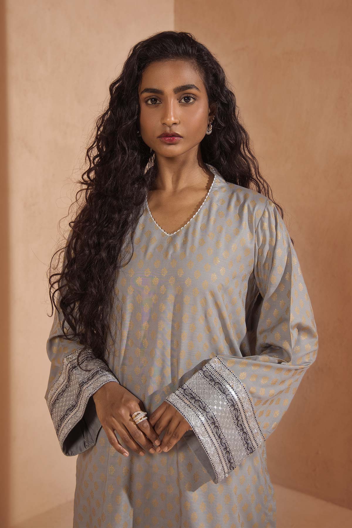 Printed Raw Silk Kurti