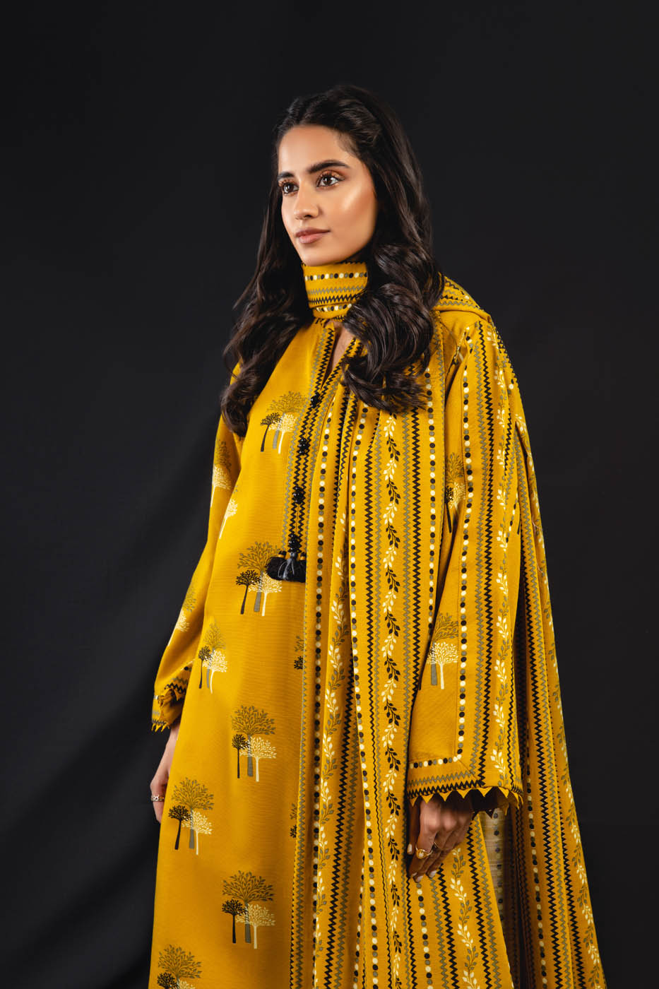 3 Pc Printed Khaddar Suit With Khaddar Dupatta
