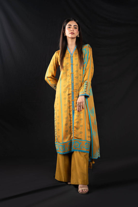 2 Pc Printed Twill Viscose Suit With Twill Viscose Dupatta