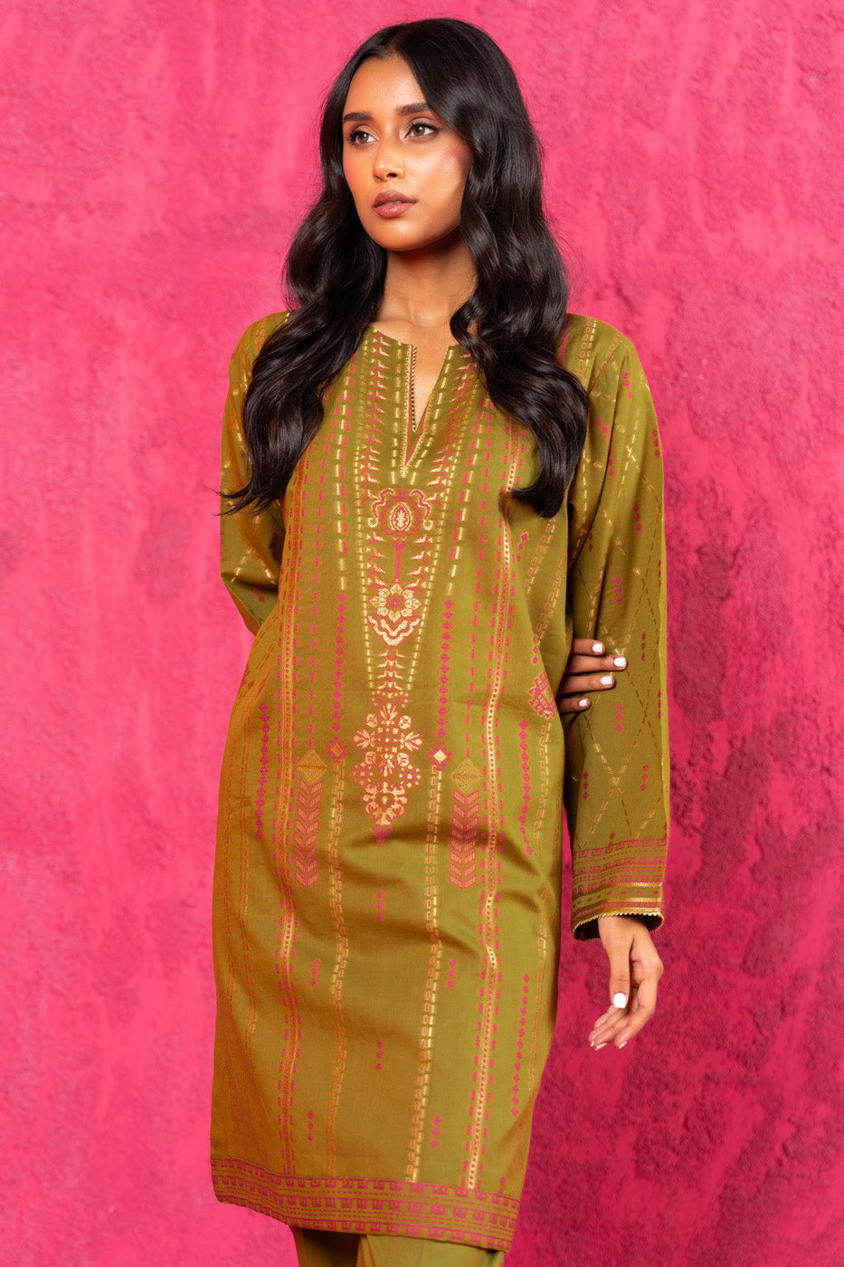 Dyed Jacquard Kurti