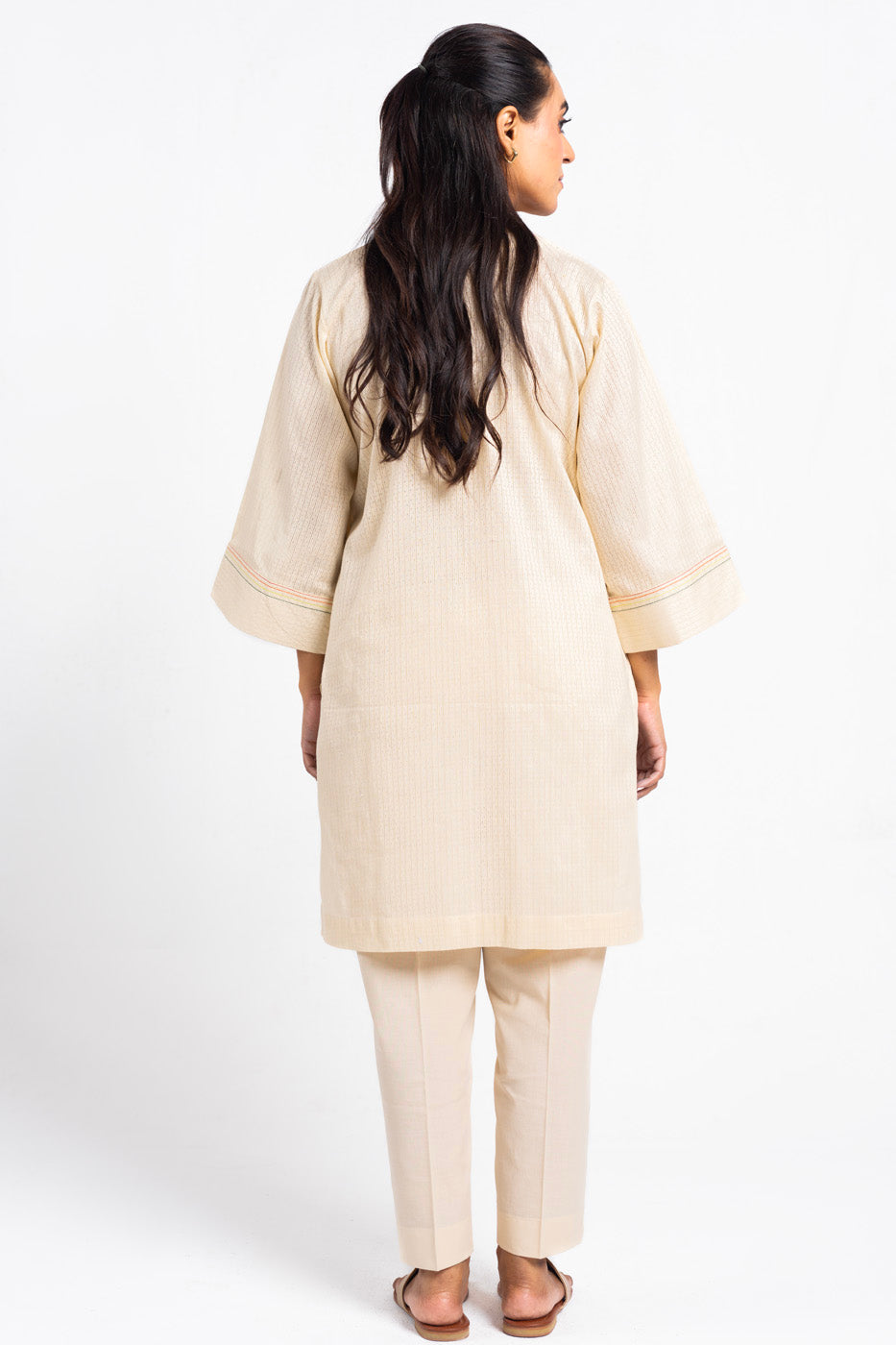 Dyed Embroidered Dobby Kurti