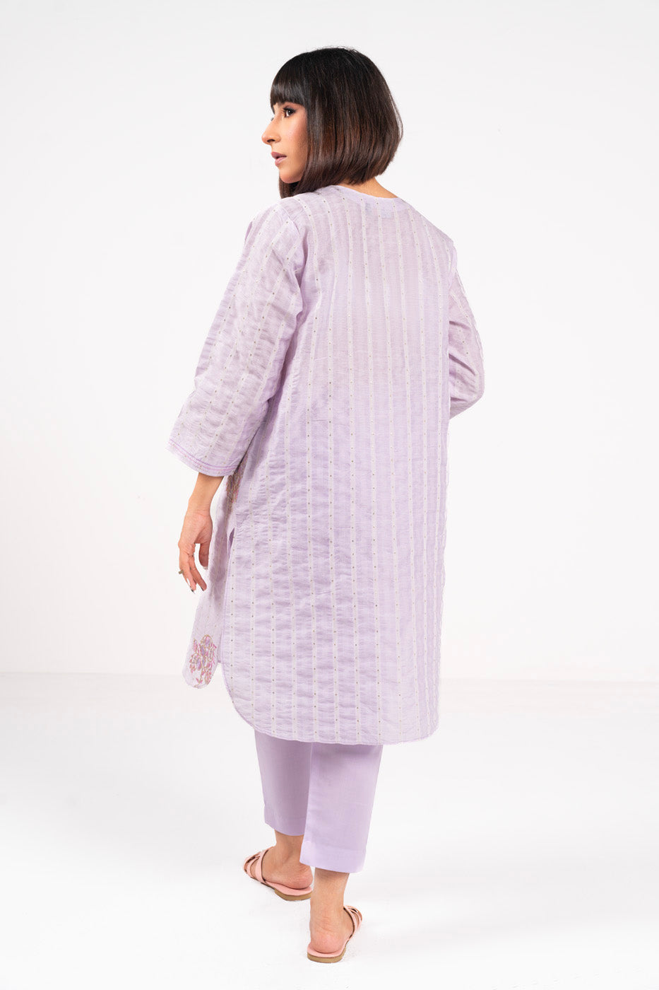 Dyed Embroidered Zari Kurti