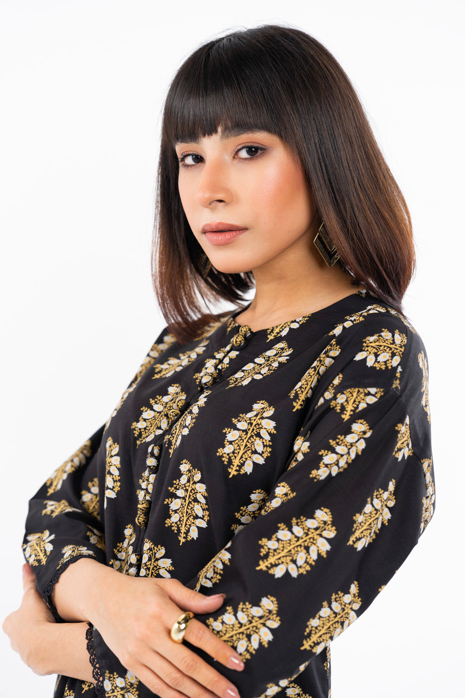 Printed Raw Silk Kurti