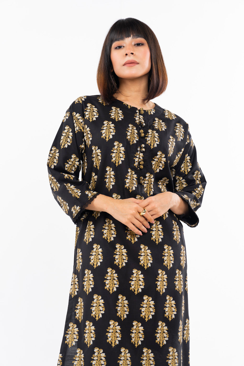 Printed Raw Silk Kurti