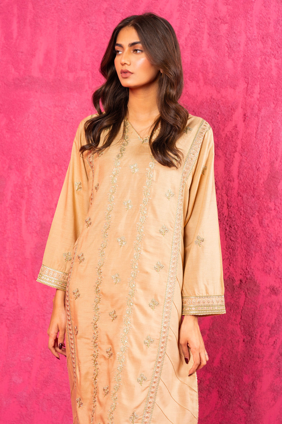 2 Pc Embroidered Raw Silk Outfit