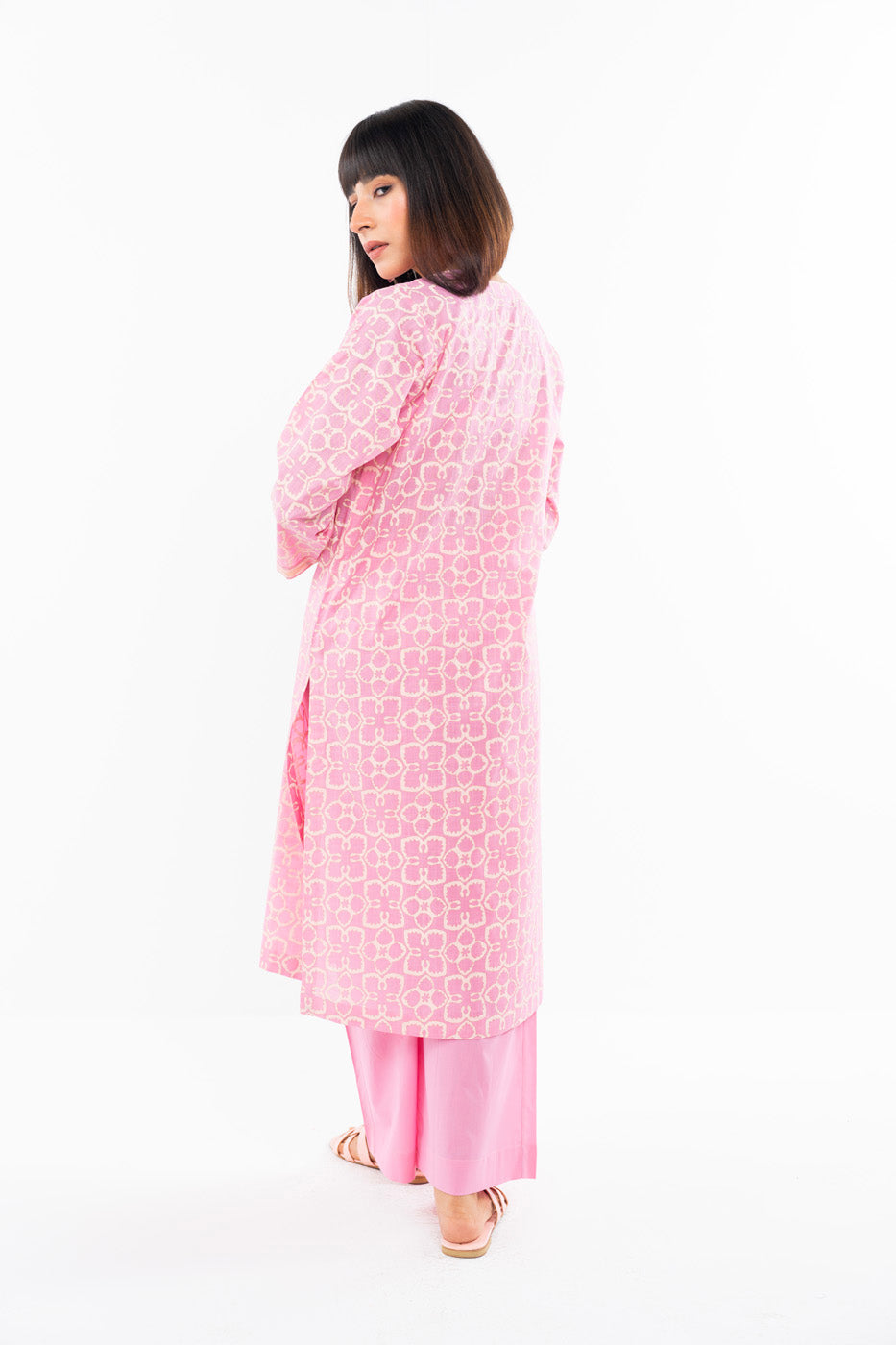 2 Pc Printed Slub Outfit