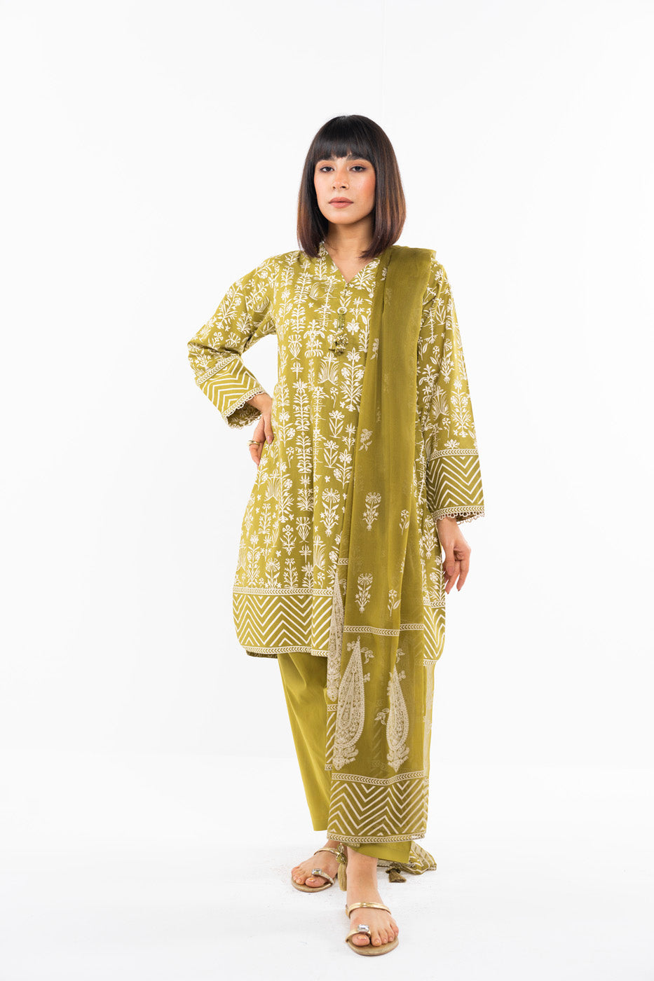 3 Pc Printed Cambric Outfit
