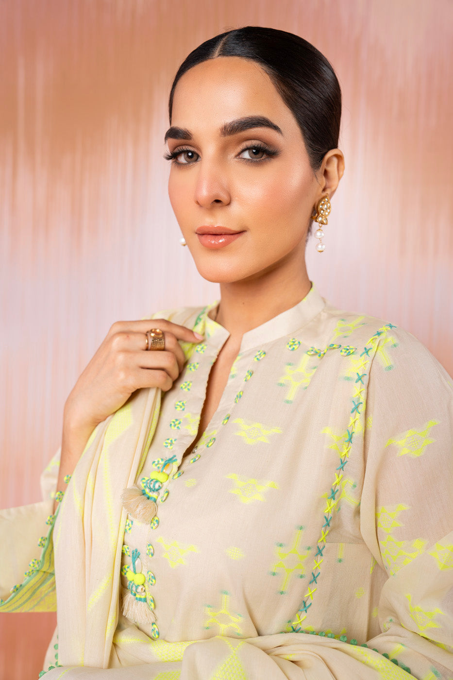 3 Pc Jacquard Suit With Jacquard Dupatta
