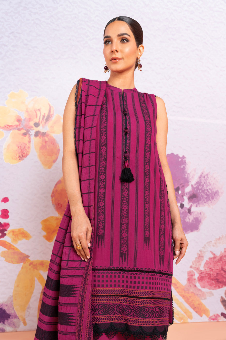 3 Pc Jacquard Suit With Jacquard Dupatta