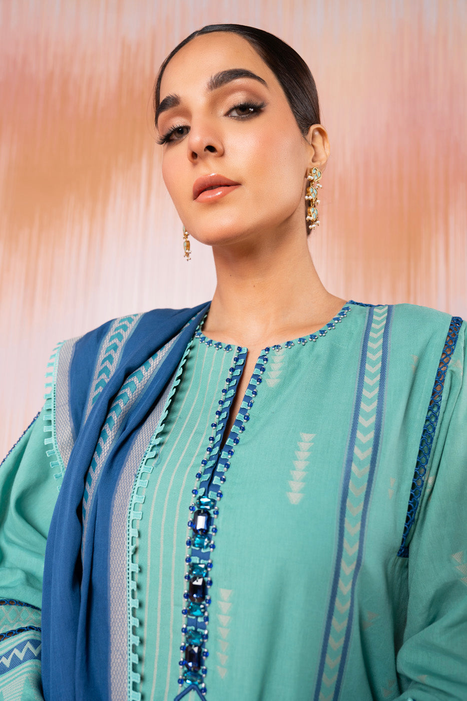 3 Pc Jacquard Suit With Jacquard Dupatta