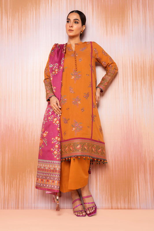 3 Pc Jacquard Suit With Zari Net Dupatta