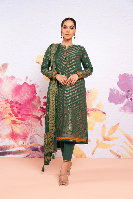 3 Pc Jacquard Suit With Chiffon Dupatta