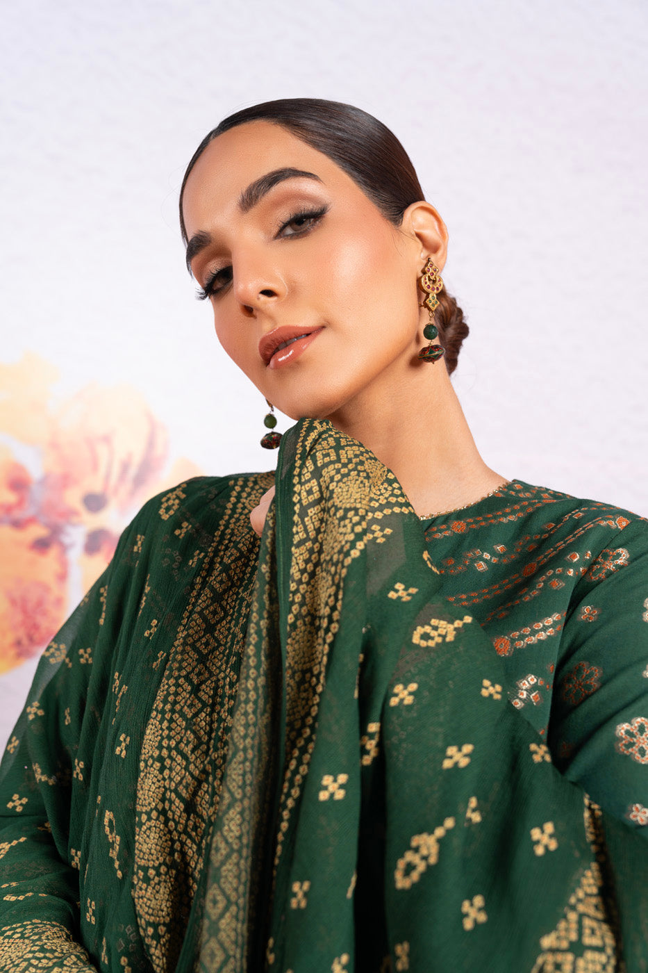 3 Pc Jacquard Suit With Chiffon Dupatta