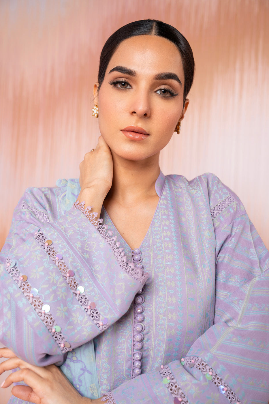 3 Pc Jacquard Suit With Chiffon Dupatta