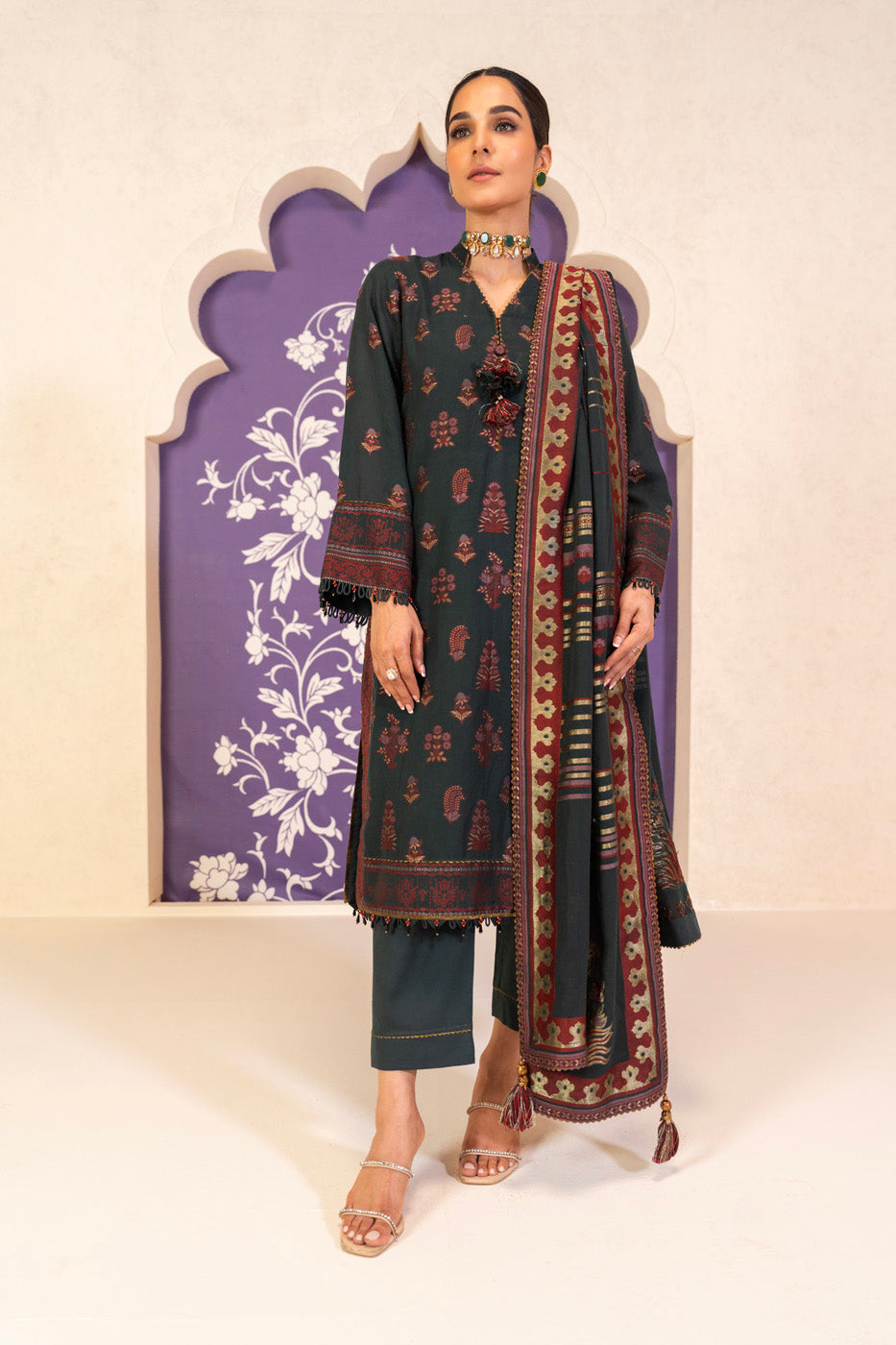 3 Pc Jacquard Suit With Jacquard Dupatta