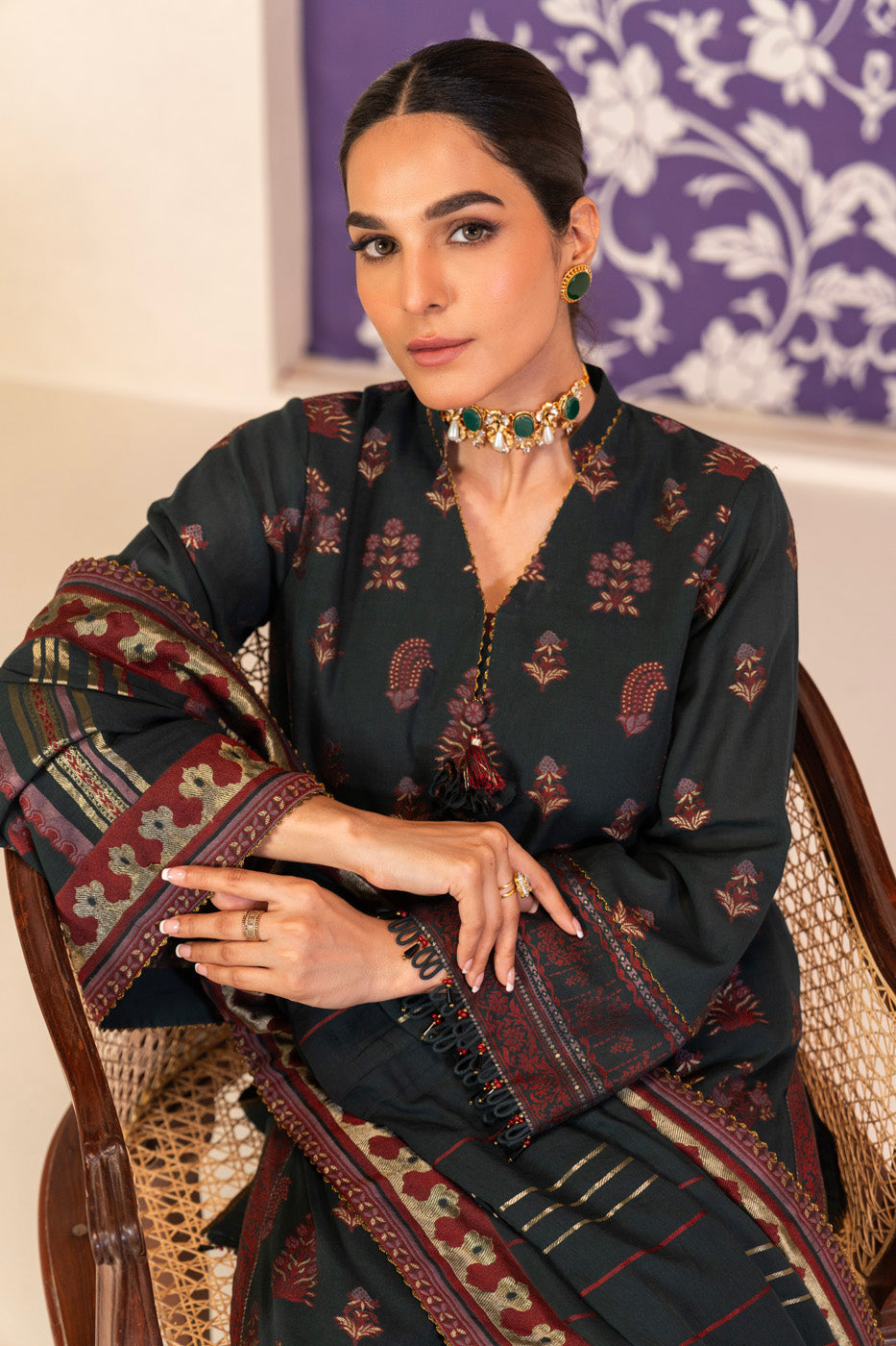 3 Pc Jacquard Suit With Jacquard Dupatta