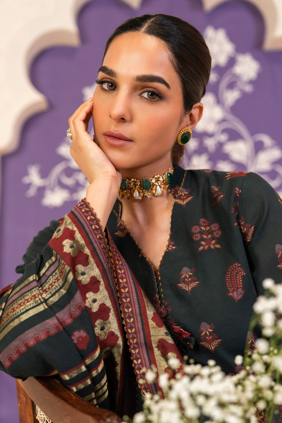 3 Pc Jacquard Suit With Jacquard Dupatta