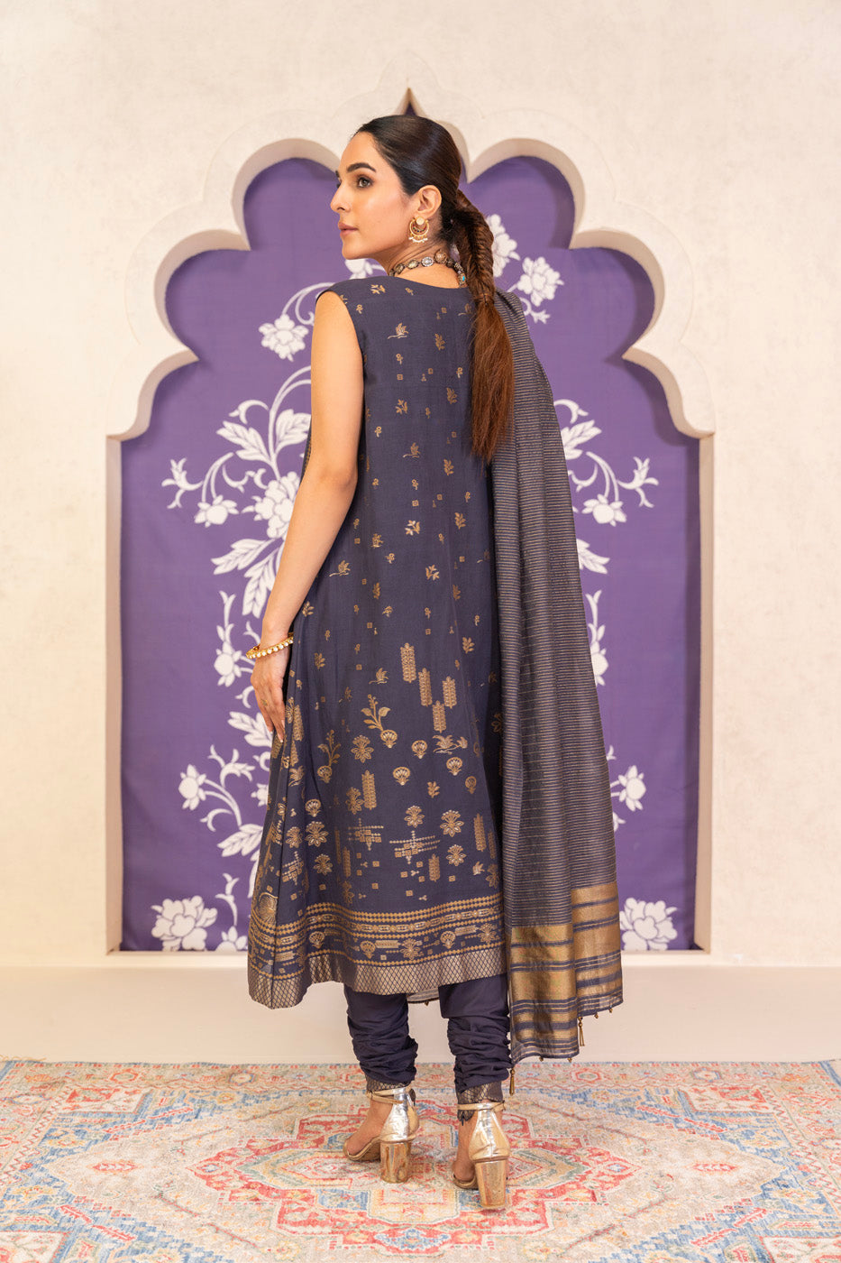 3 Pc Jacquard Suit With Yarn Dyed Dupatta