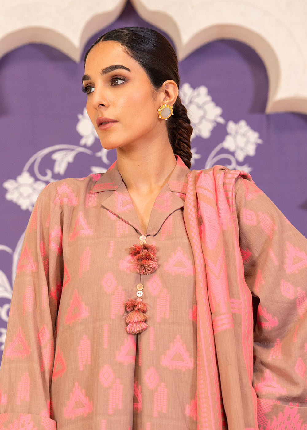 3 Pc Jacquard Suit With Jacquard Dupatta
